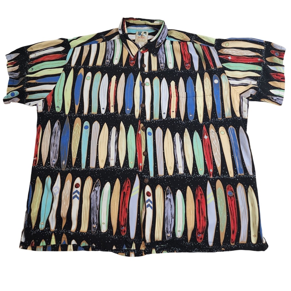Vintage John Severson Kahala Rayon Surfboard Hawaiian Shirt XXL Handcrafted